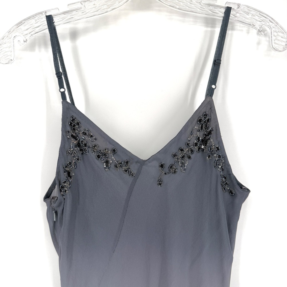 Vintage Scala 100% Silk Beaded Ombre Fairy Whimsigoth Handkerchief Hem Dress L - Picture 13 of 16